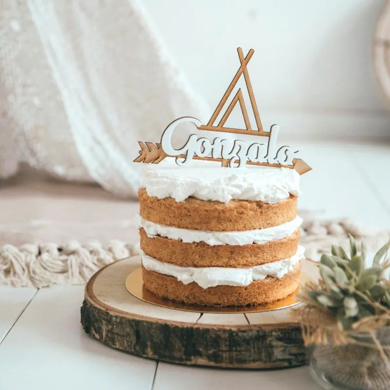Topper personalizado silueta Tipi indio + nombre