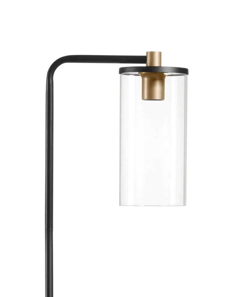 Lámpara de pie Triel en acero negro con tulipa de cristal y detalles en latón - Imagen 3