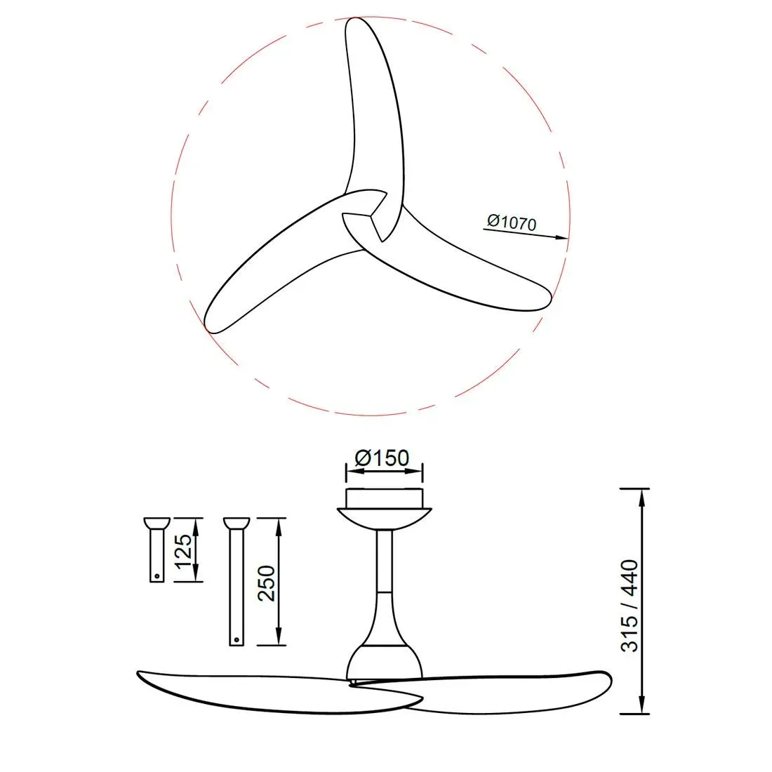 Ventilador de Techo Ipanema III – Sin Luz, Aspas de acrílico y Motor DC Silencioso - Imagen 2