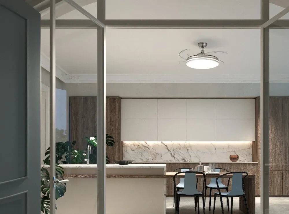 Ventilador de Techo Retráctil Turín Níquel con Luz LED – Modelos Mini y Estándar - Imagen 6