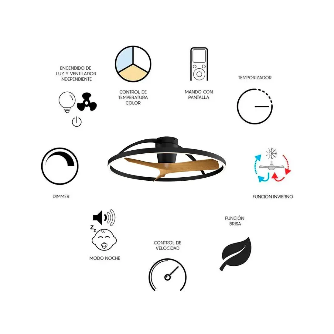 Ventilador de Techo Nepal II – Motor DC Silencioso, Luz LED Regulable y Control Inteligente - Imagen 6