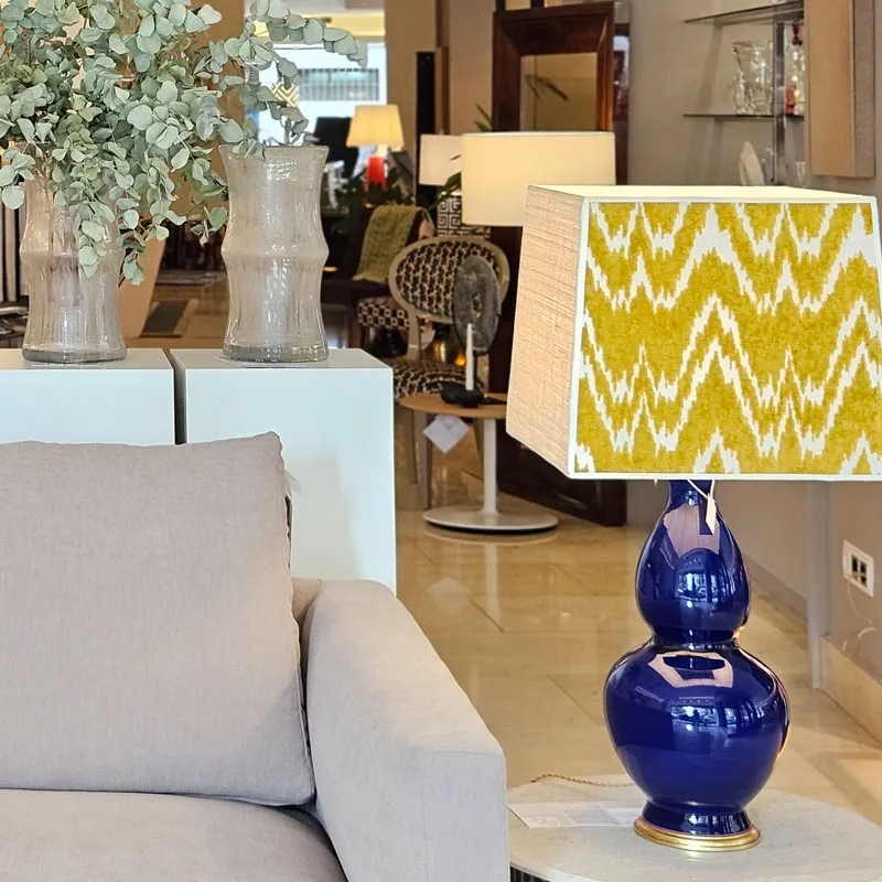 Lámpara cerámica en azul cobalto - Imagen 4